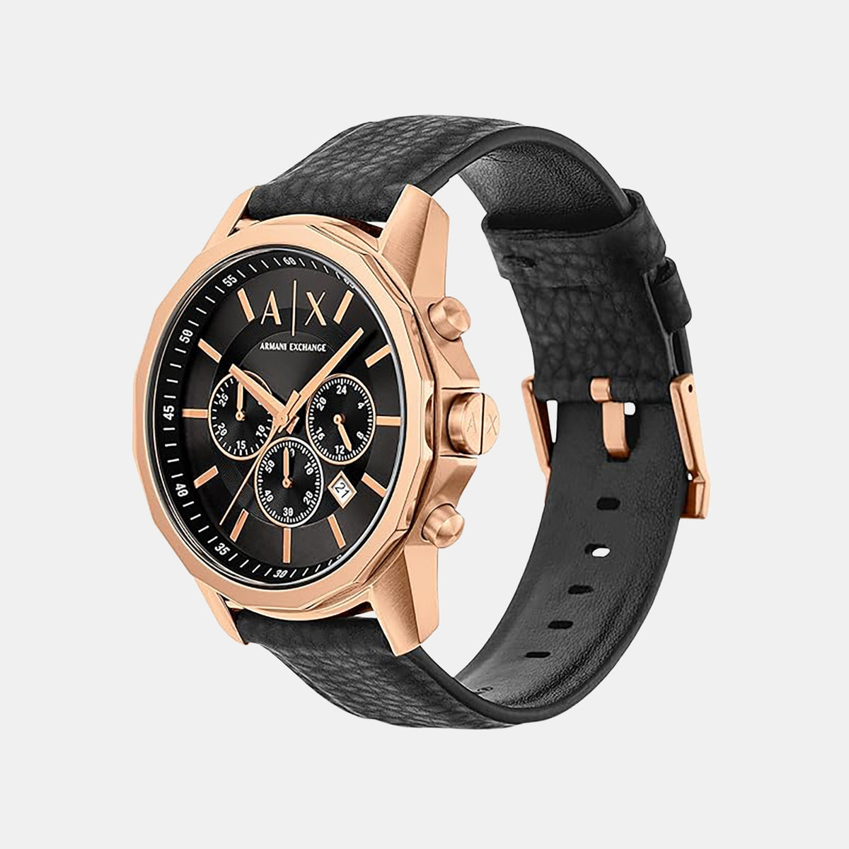 Men Quartz Black Dial Chronograph Rubber Watch AX1769
