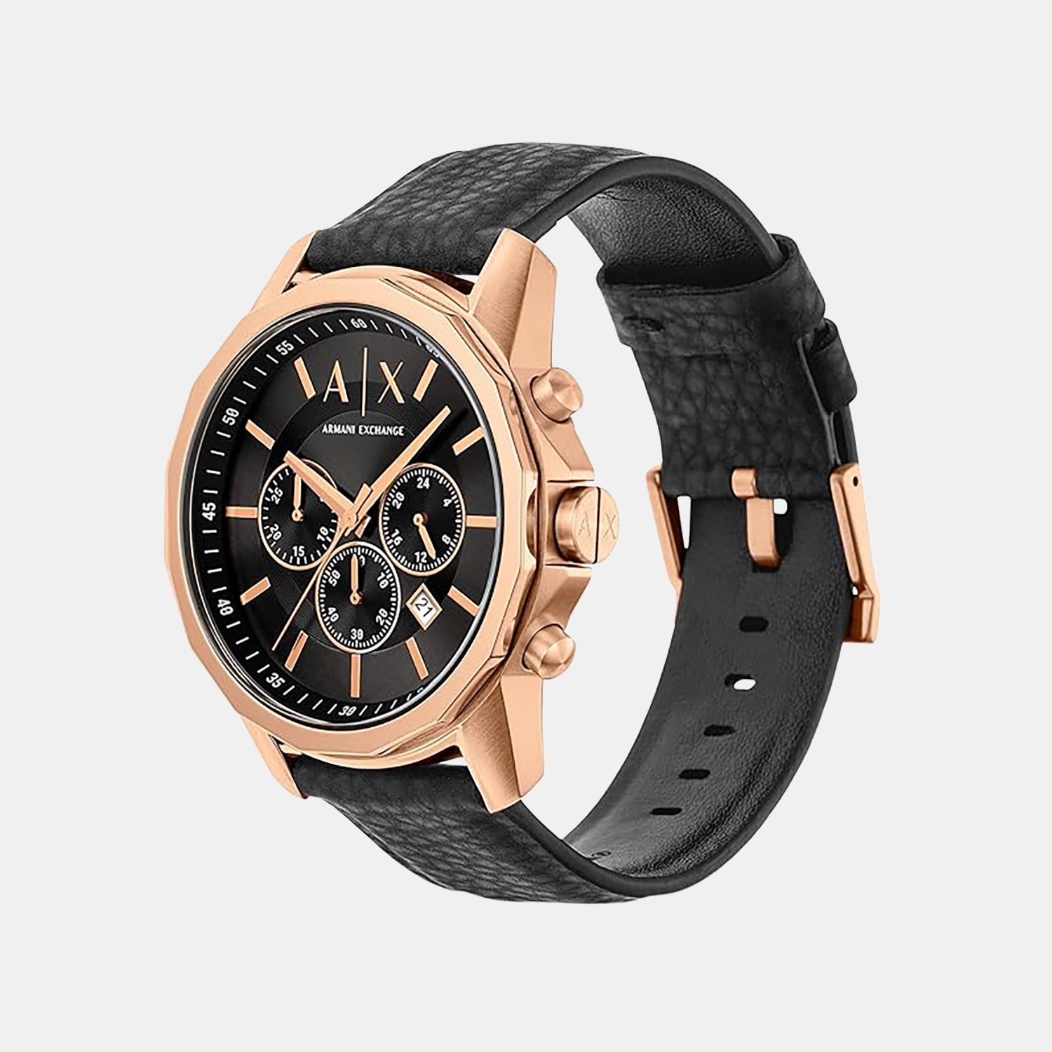 Men Quartz Black Dial Chronograph Rubber Watch AX1769