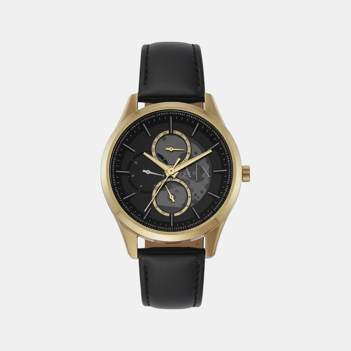 Dante Men Quartz Black Dial Multi-Function Leather Watch AX1876
