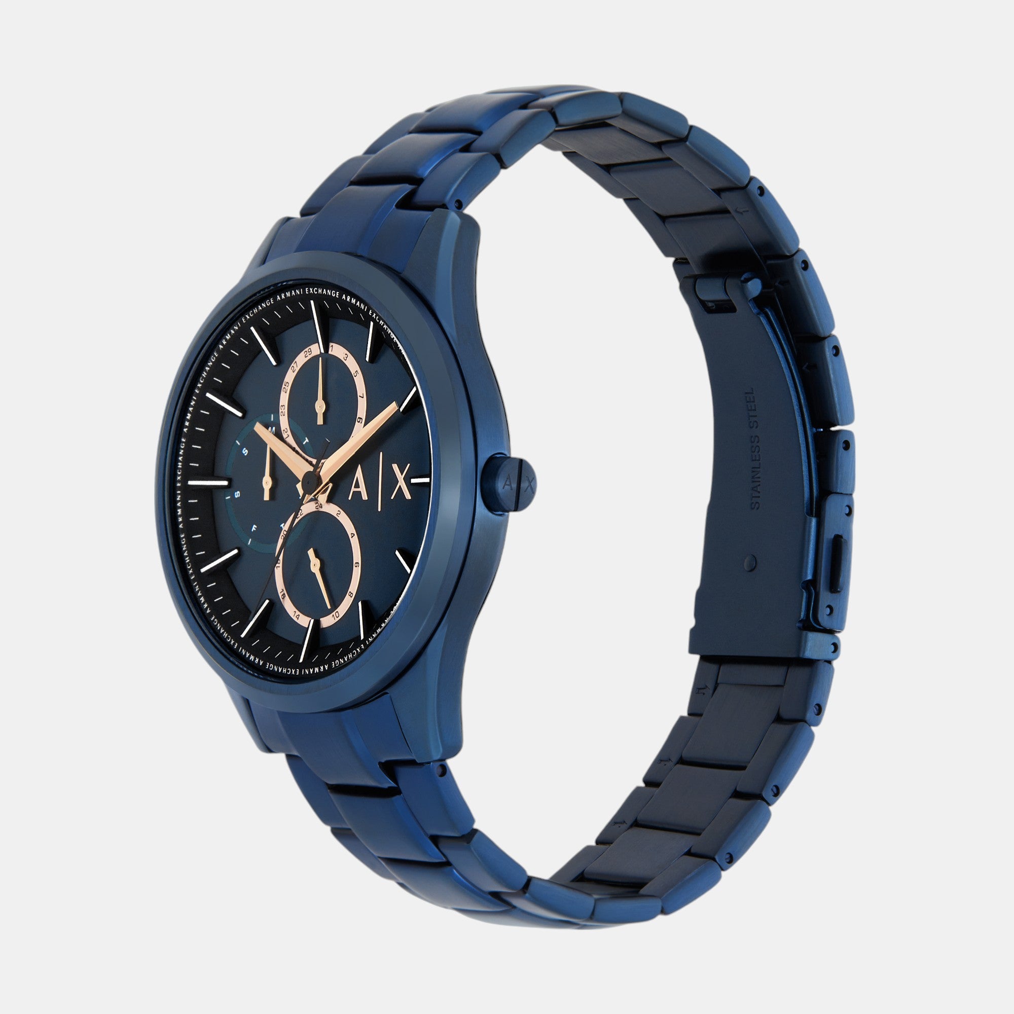 Dante Men Quartz Blue Dial Multi-Function Stainless Steel Watch AX1881