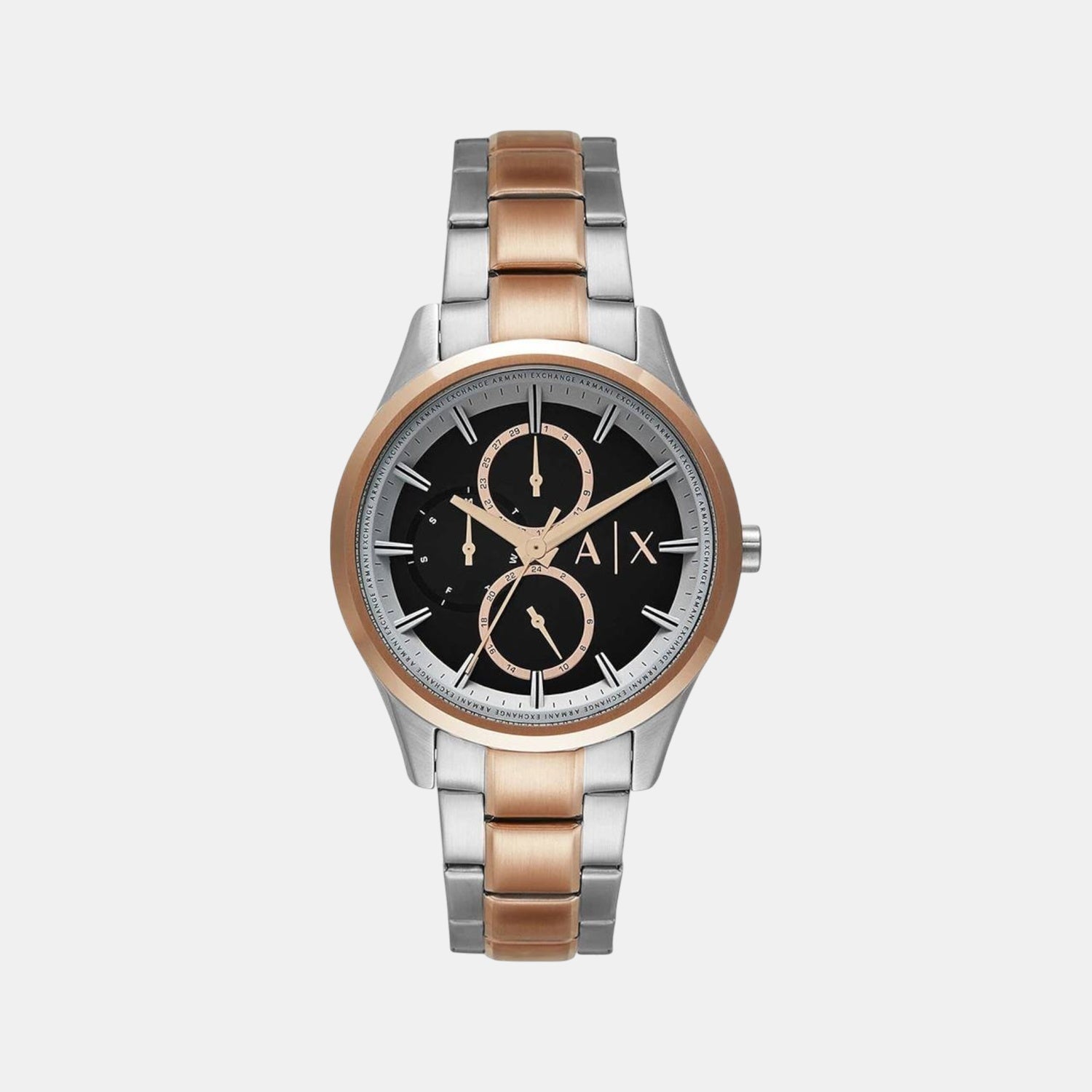 Dante Men Quartz Black Dial Multi-Function Stainless Steel Watch AX1882