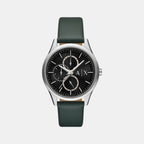 Na Men Quartz Black Dial Chronograph Leather Watch AX1883