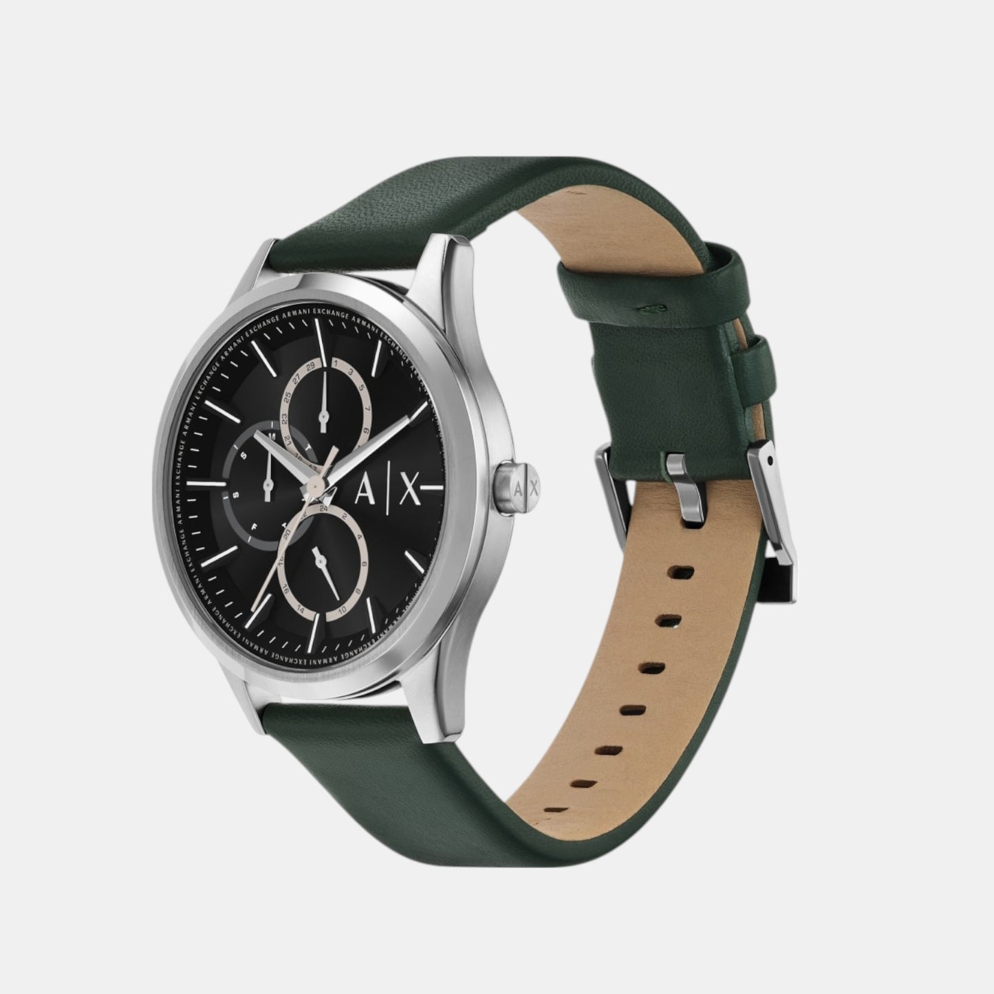 Na Men Quartz Black Dial Chronograph Leather Watch AX1883