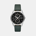 Na Men Quartz Black Dial Chronograph Leather Watch AX1883
