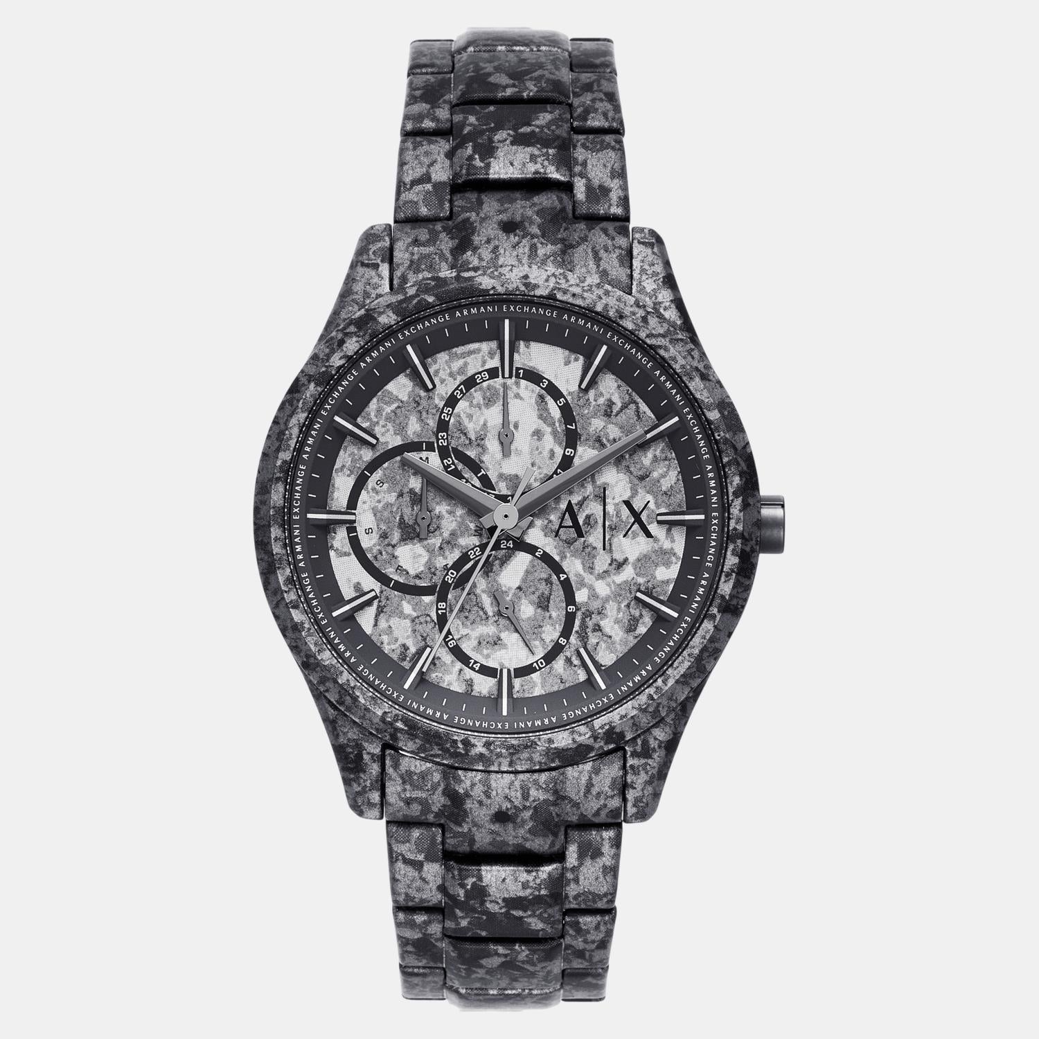 Men Quartz Grey Dial Multi-Function Stainless Steel Watch AX1885