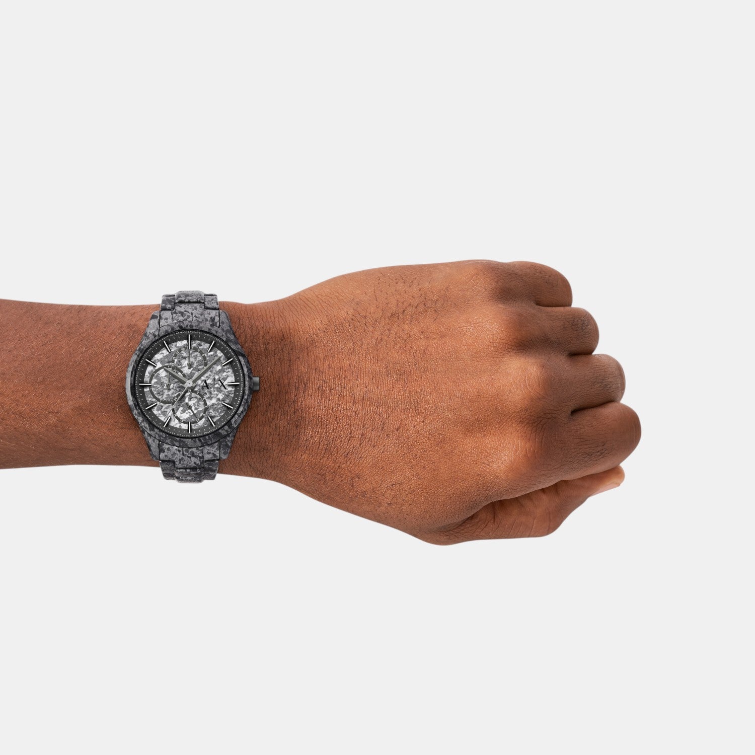 Men Quartz Grey Dial Multi-Function Stainless Steel Watch AX1885