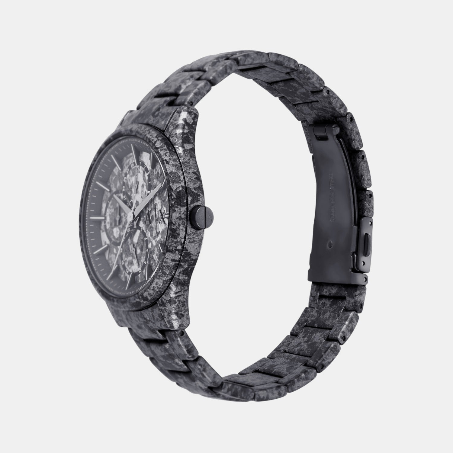 Men Quartz Grey Dial Multi-Function Stainless Steel Watch AX1885