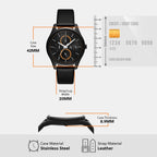 Men Quartz Black Dial Multi-Function Leather Watch AX1886