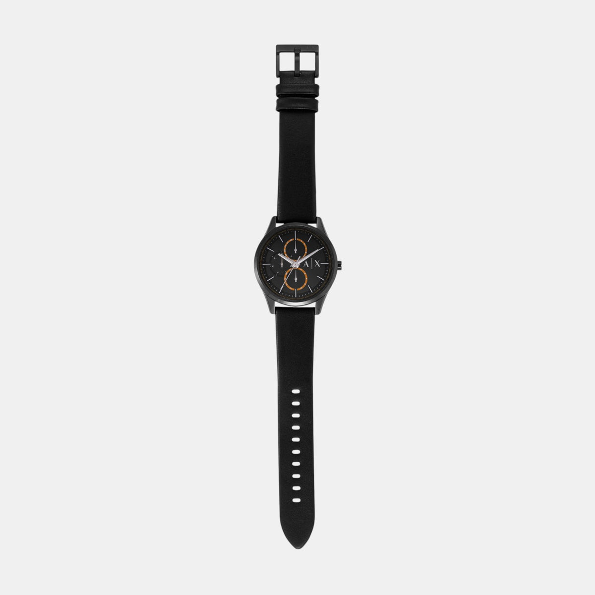 Men Quartz Black Dial Multi-Function Leather Watch AX1886