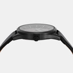 Men Quartz Black Dial Multi-Function Leather Watch AX1886