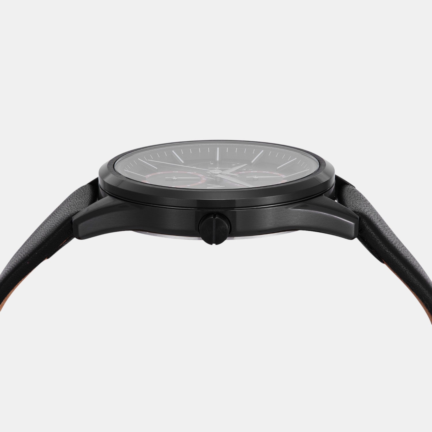 Men Quartz Black Dial Multi-Function Leather Watch AX1886