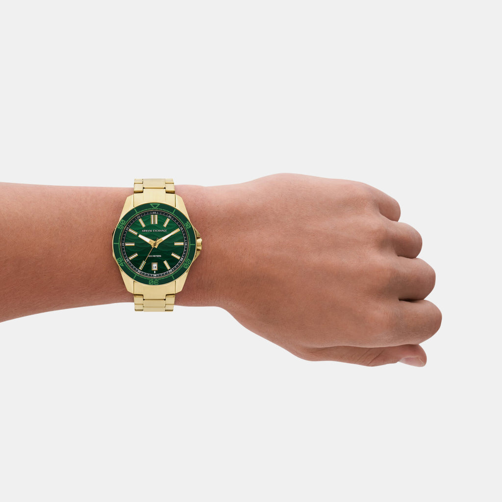 Spencer Men Quartz Green Dial Analog Stainless Steel Watch AX1951