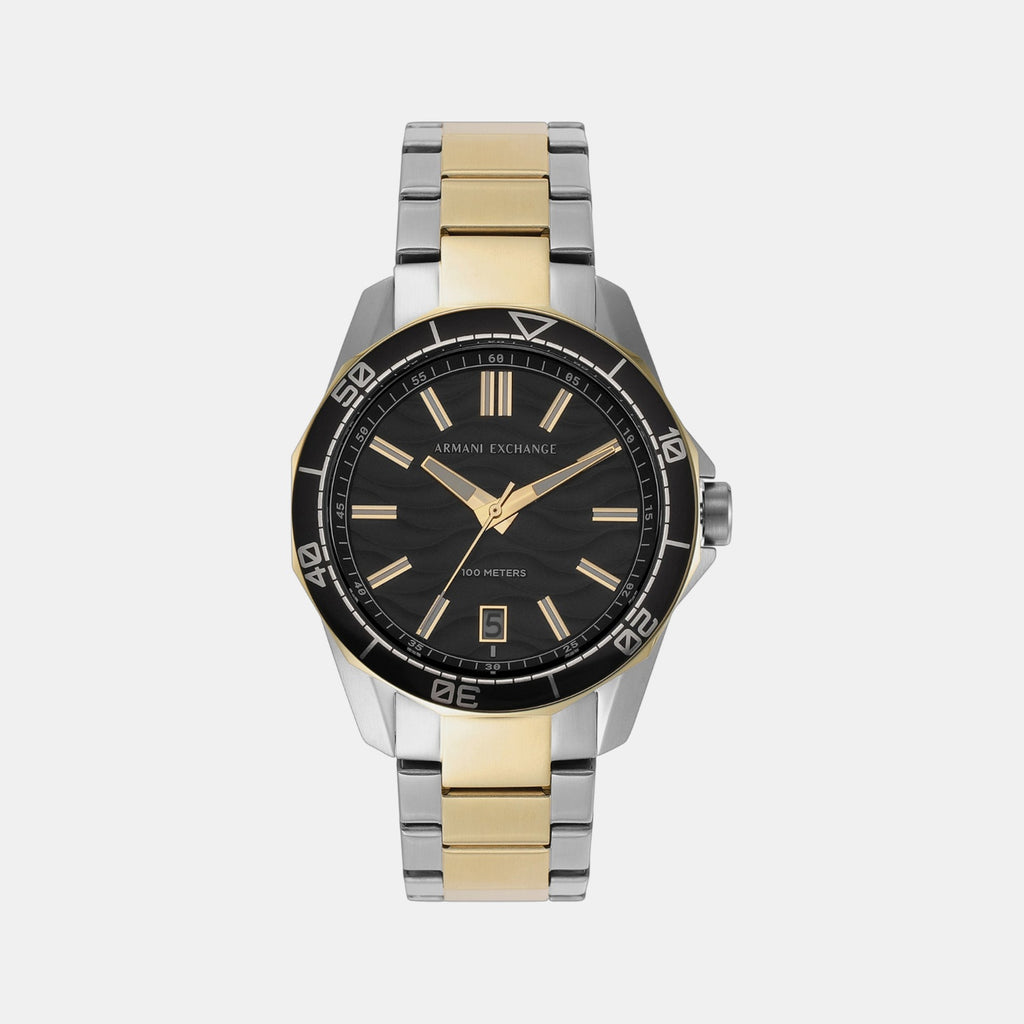 Spencer Men Quartz Black Dial Analog Stainless Steel Watch AX1956