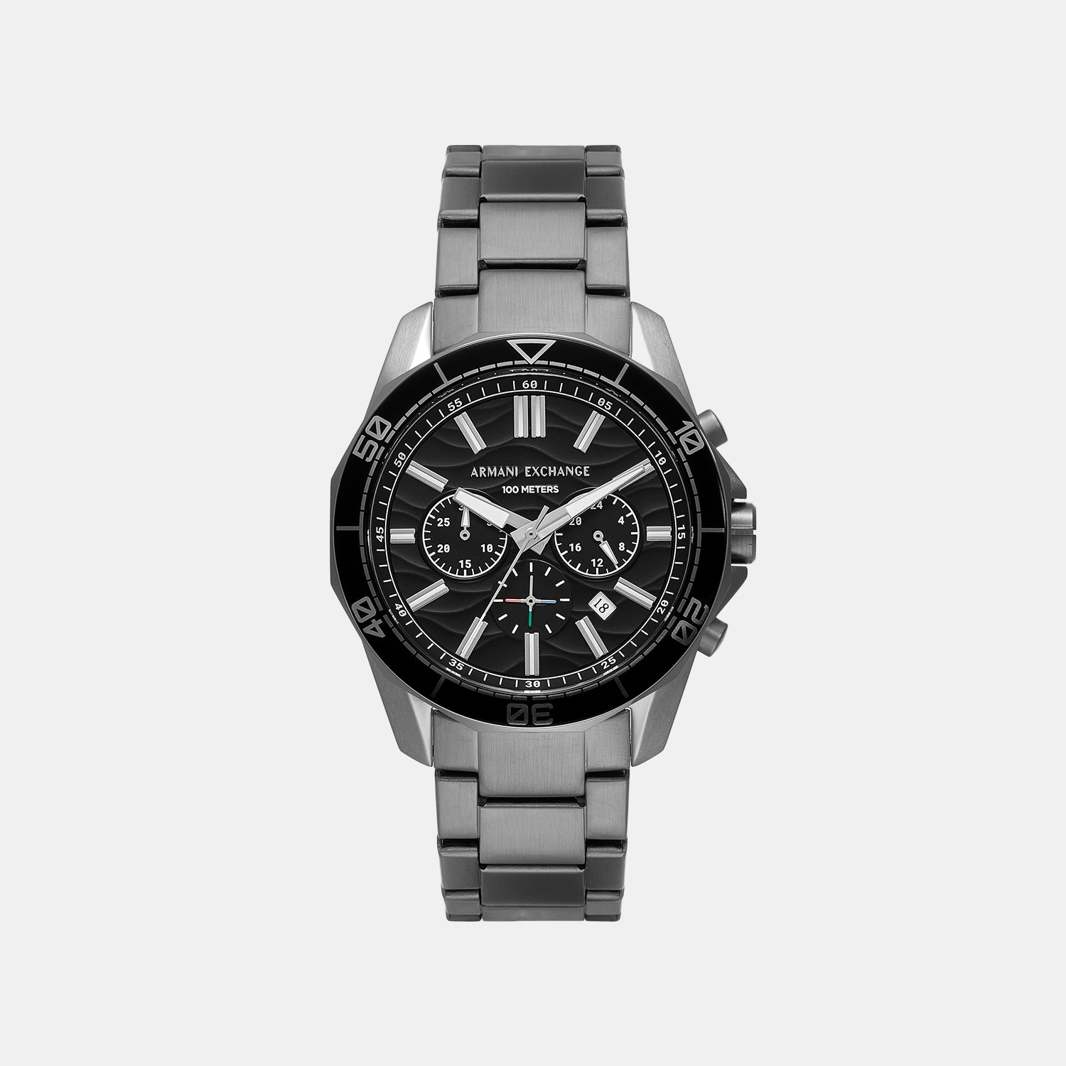Spencer Men Quartz Black Dial Chronograph Stainless Steel Watch AX1959