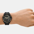 Na Men Quartz Black Dial Chronograph Stainless Steel Watch AX1963