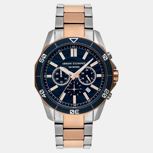 Men Quartz Blue Dial Chronograph Stainless Steel Watch AX1965