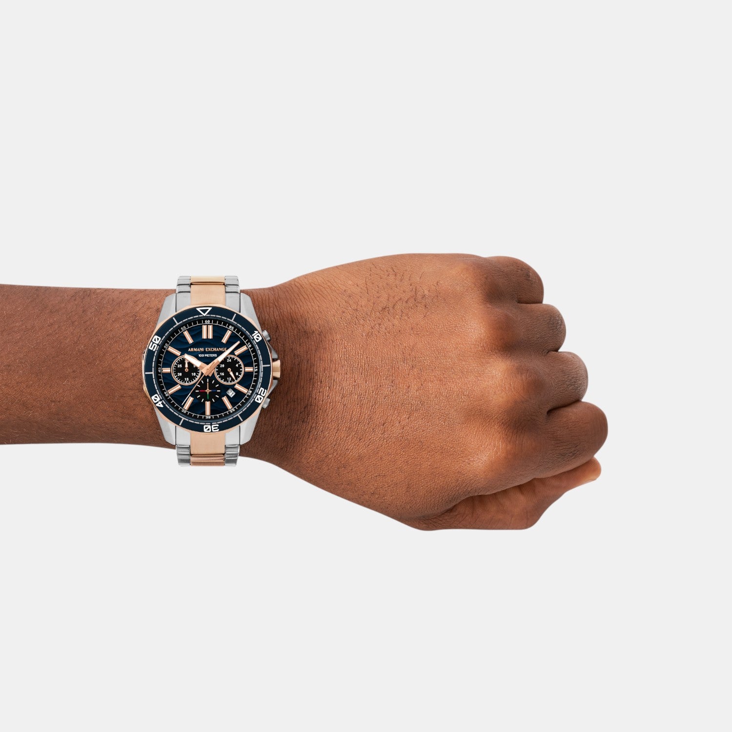 Men Quartz Blue Dial Chronograph Stainless Steel Watch AX1965