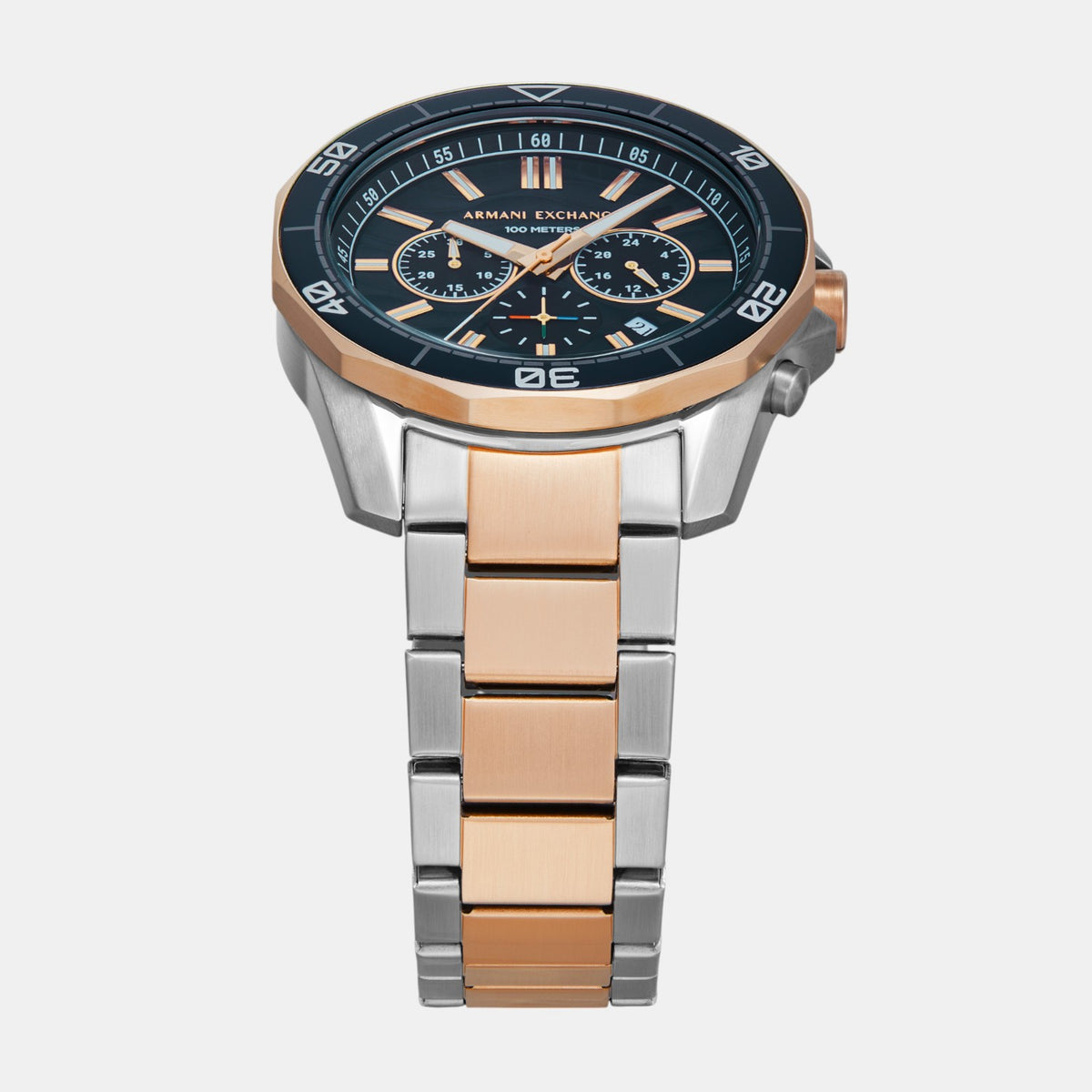 Men Quartz Blue Dial Chronograph Stainless Steel Watch AX1965