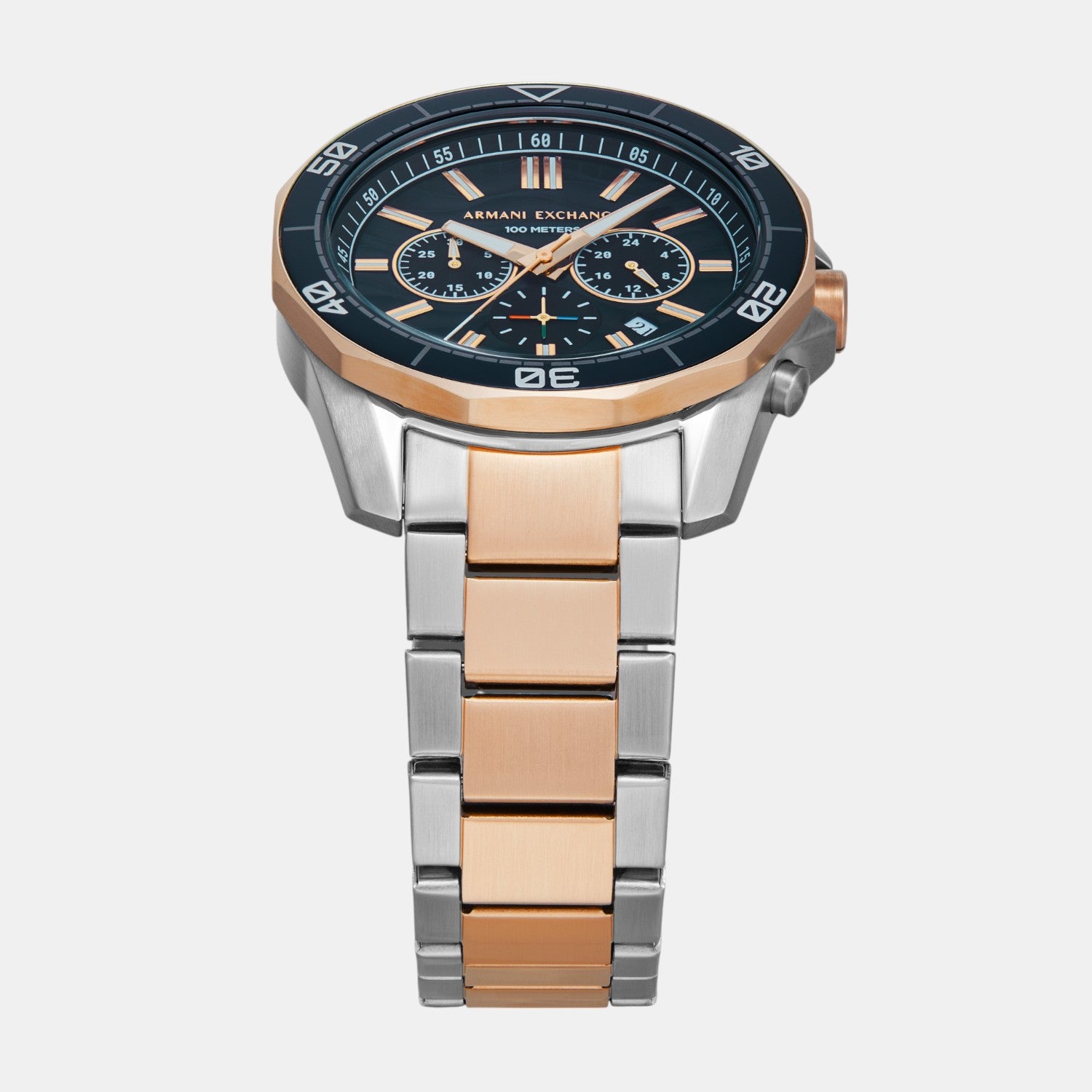 Men Quartz Blue Dial Chronograph Stainless Steel Watch AX1965