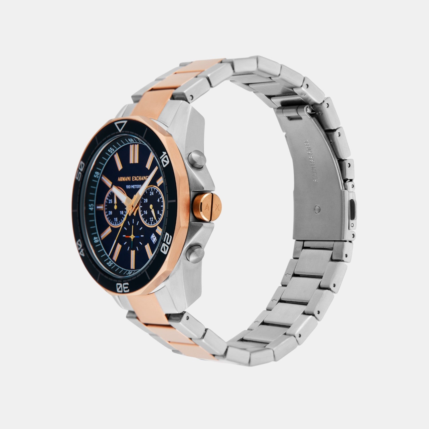 Men Quartz Blue Dial Chronograph Stainless Steel Watch AX1965