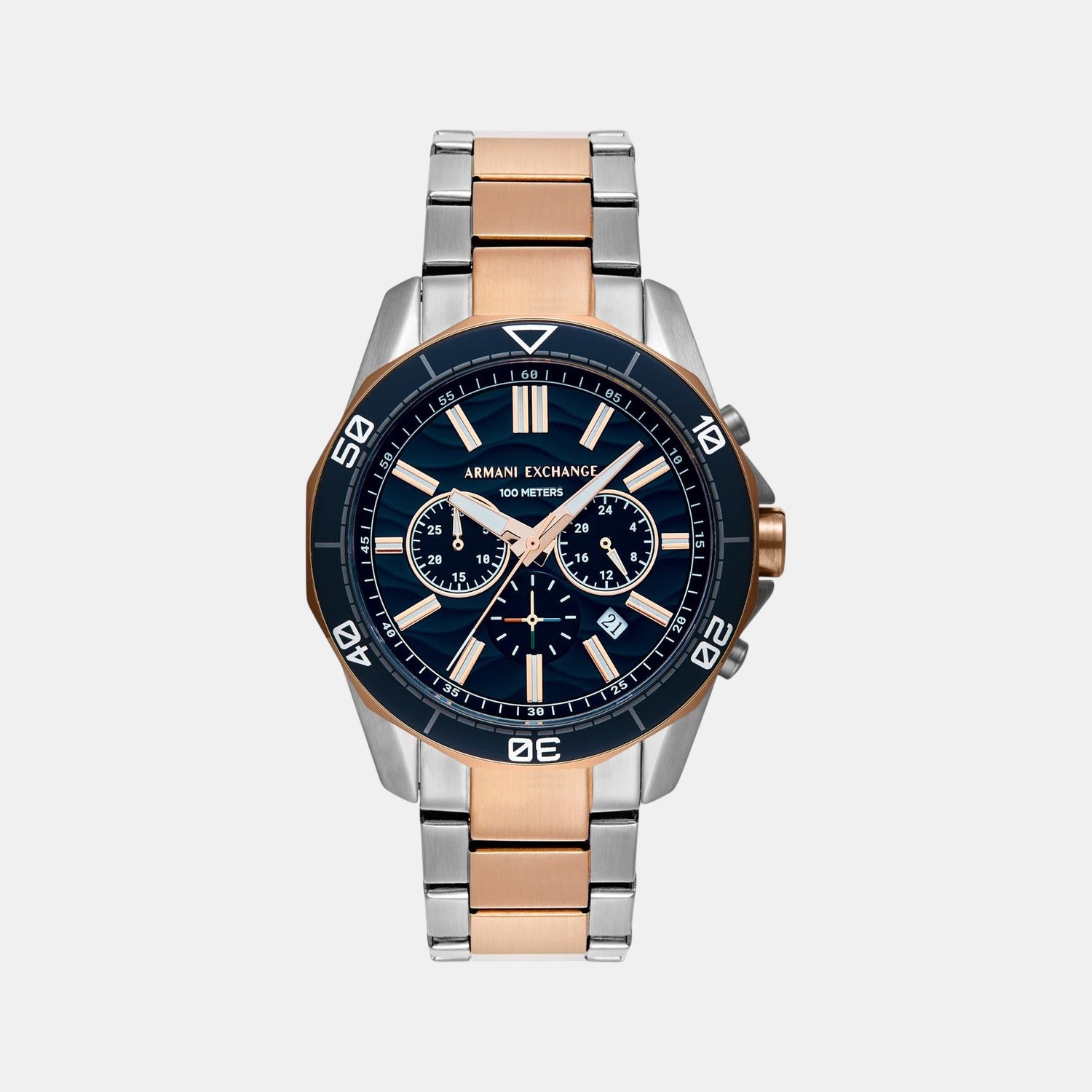 Men Quartz Blue Dial Chronograph Stainless Steel Watch AX1965