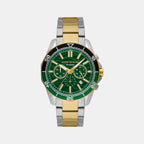 Men Quartz Green Dial Chronograph Stainless Steel Watch AX1966