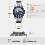 Men Quartz Blue Dial Chronograph Stainless Steel Watch AX1967