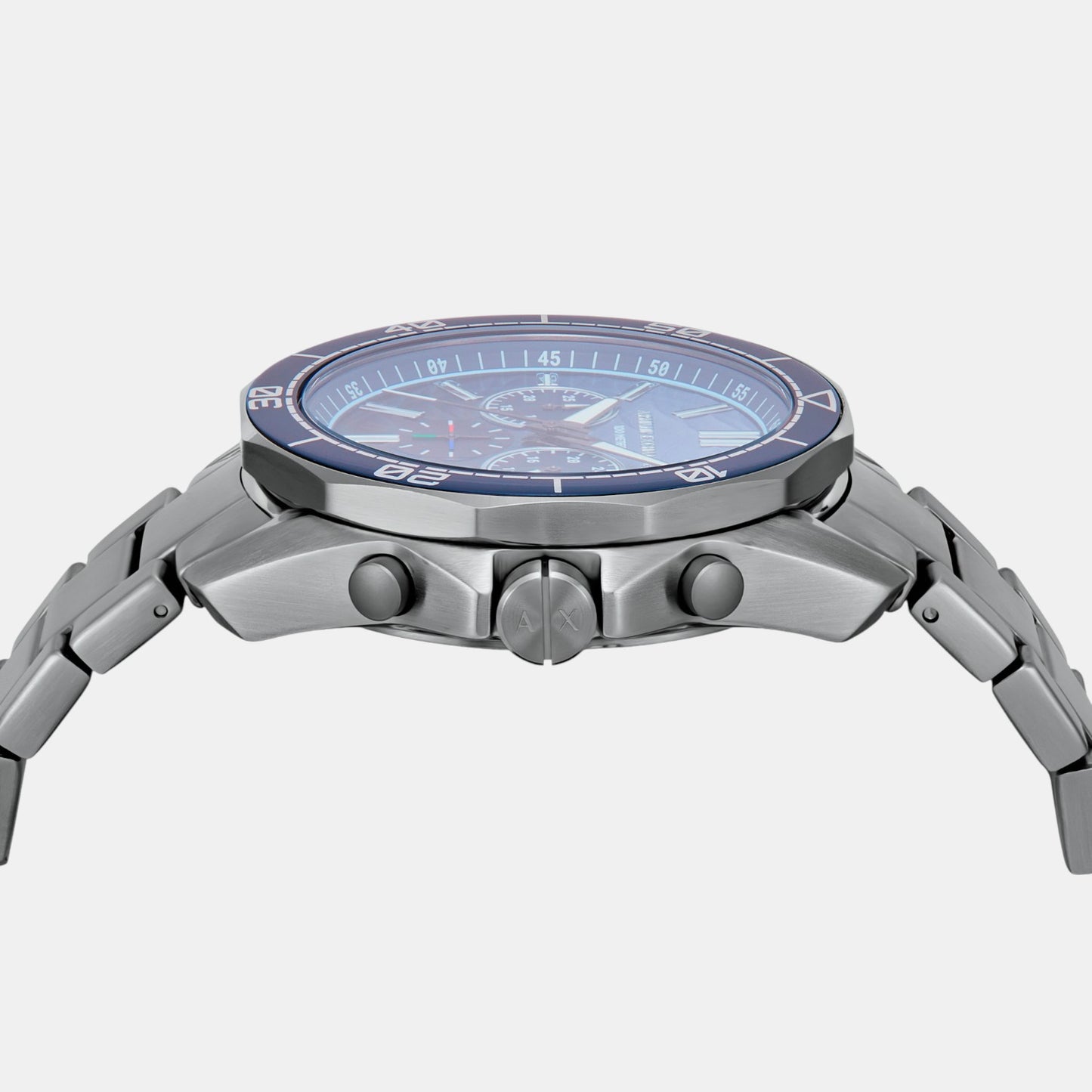 Men Quartz Blue Dial Chronograph Stainless Steel Watch AX1967