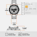 Men Quartz White Dial Chronograph Stainless Steel Watch AX1969