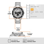 Men Quartz Silver Dial Chronograph Stainless Steel Watch AX1969