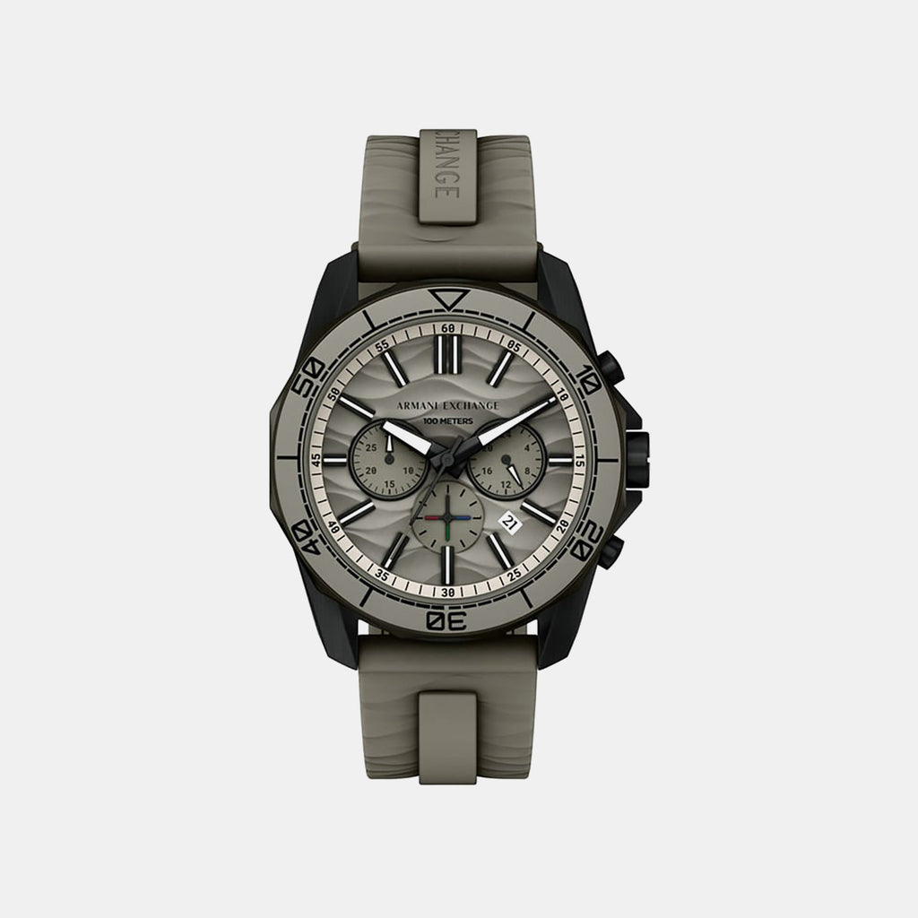 Men Quartz Grey Dial Chronograph Silicone Watch AX1971