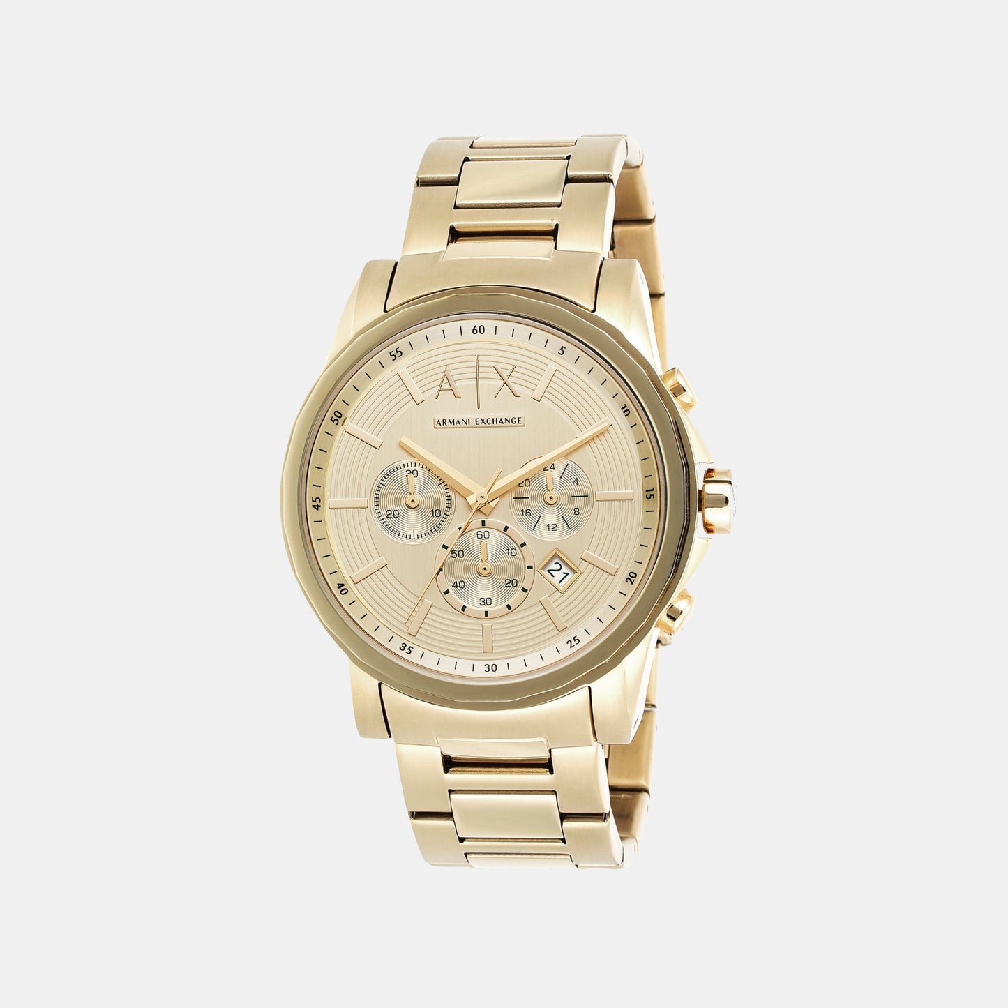 Men Quartz Gold Dial Chronograph Stainless Steel Watch AX2099