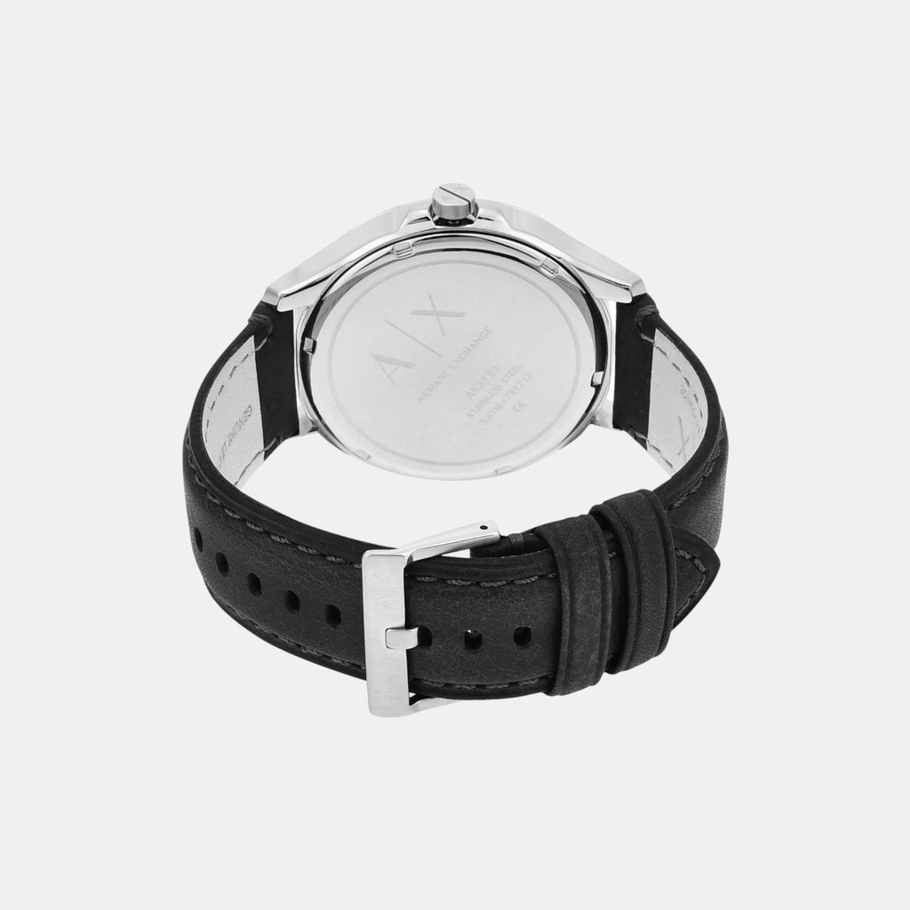 Men Quartz Black Dial Analog Leather Watch AX2101
