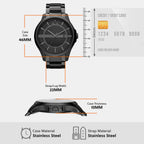 Hampton Men Quartz Black Dial Analog Stainless Steel Watch AX2104