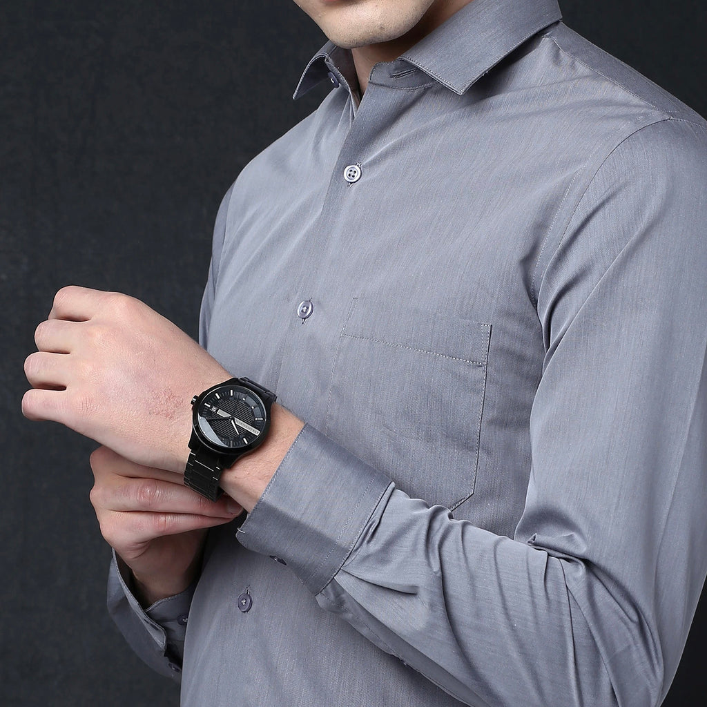 Men Quartz Black Dial Analog Stainless Steel Watch AX2104I