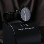 Men Quartz Black Dial Analog Stainless Steel Watch AX2104I