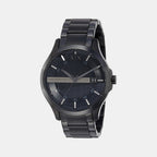 Men Quartz Black Dial Analog Stainless Steel Watch AX2104I