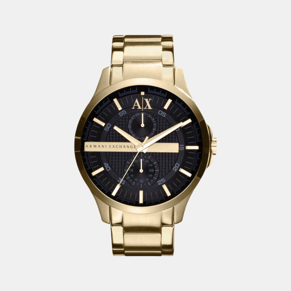 Men Quartz Black Dial Analog Stainless Steel Watch AX2122