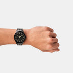Hampton Men Quartz Black Dial Analog Stainless Steel Watch AX2144