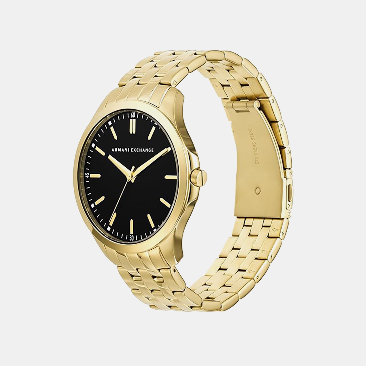 Men Quartz Black Dial Analog Stainless Steel Watch AX2145