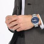 Men Quartz Blue Dial Chronograph Stainless Steel Watch AX2155