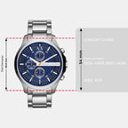 Men Quartz Blue Dial Chronograph Stainless Steel Watch AX2155