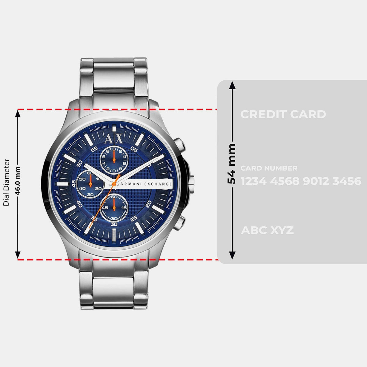 Men Quartz Blue Dial Chronograph Stainless Steel Watch AX2155