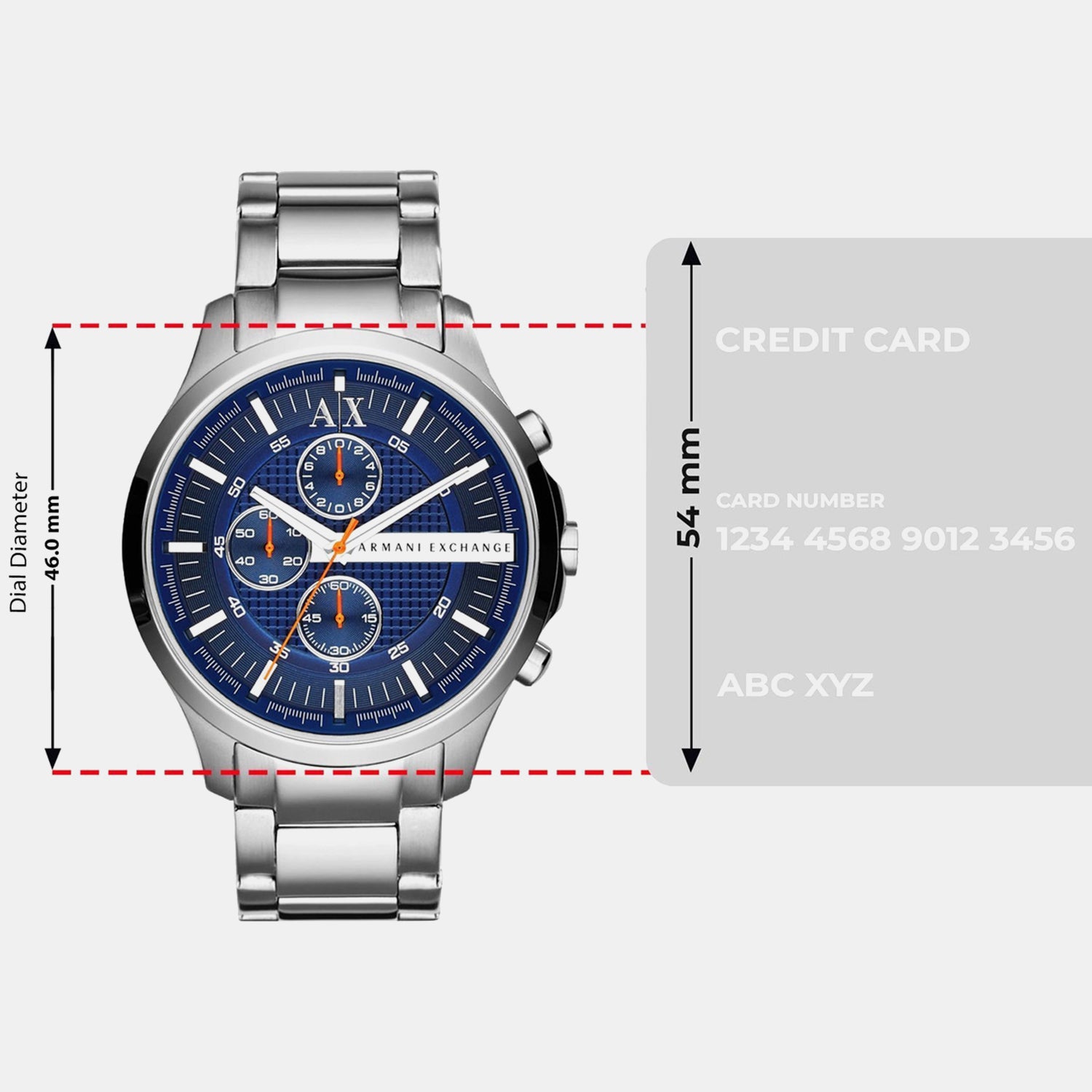 Men Quartz Blue Dial Chronograph Stainless Steel Watch AX2155