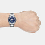 Men Quartz Blue Dial Chronograph Stainless Steel Watch AX2155