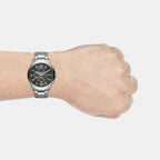 Men Quartz Black Dial Chronograph Stainless Steel Watch AX2163