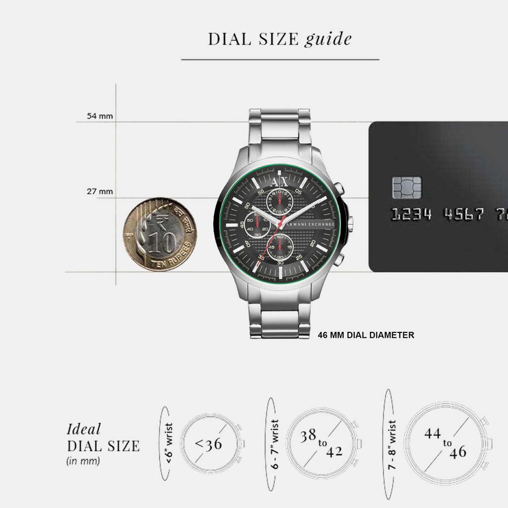 Men Quartz Black Dial Chronograph Stainless Steel Watch AX2163