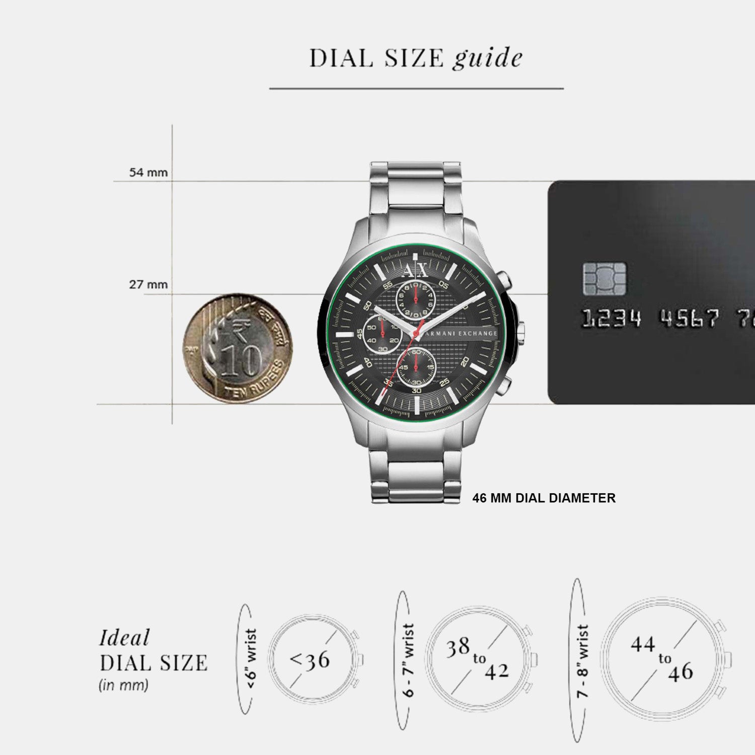 Men Quartz Black Dial Chronograph Stainless Steel Watch AX2163