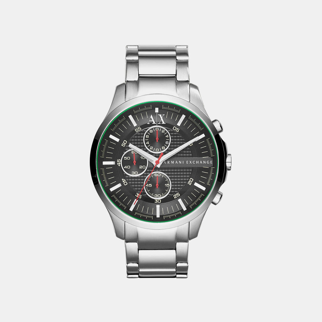 Men Quartz Black Dial Chronograph Stainless Steel Watch AX2163