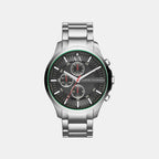 Men Quartz Black Dial Chronograph Stainless Steel Watch AX2163